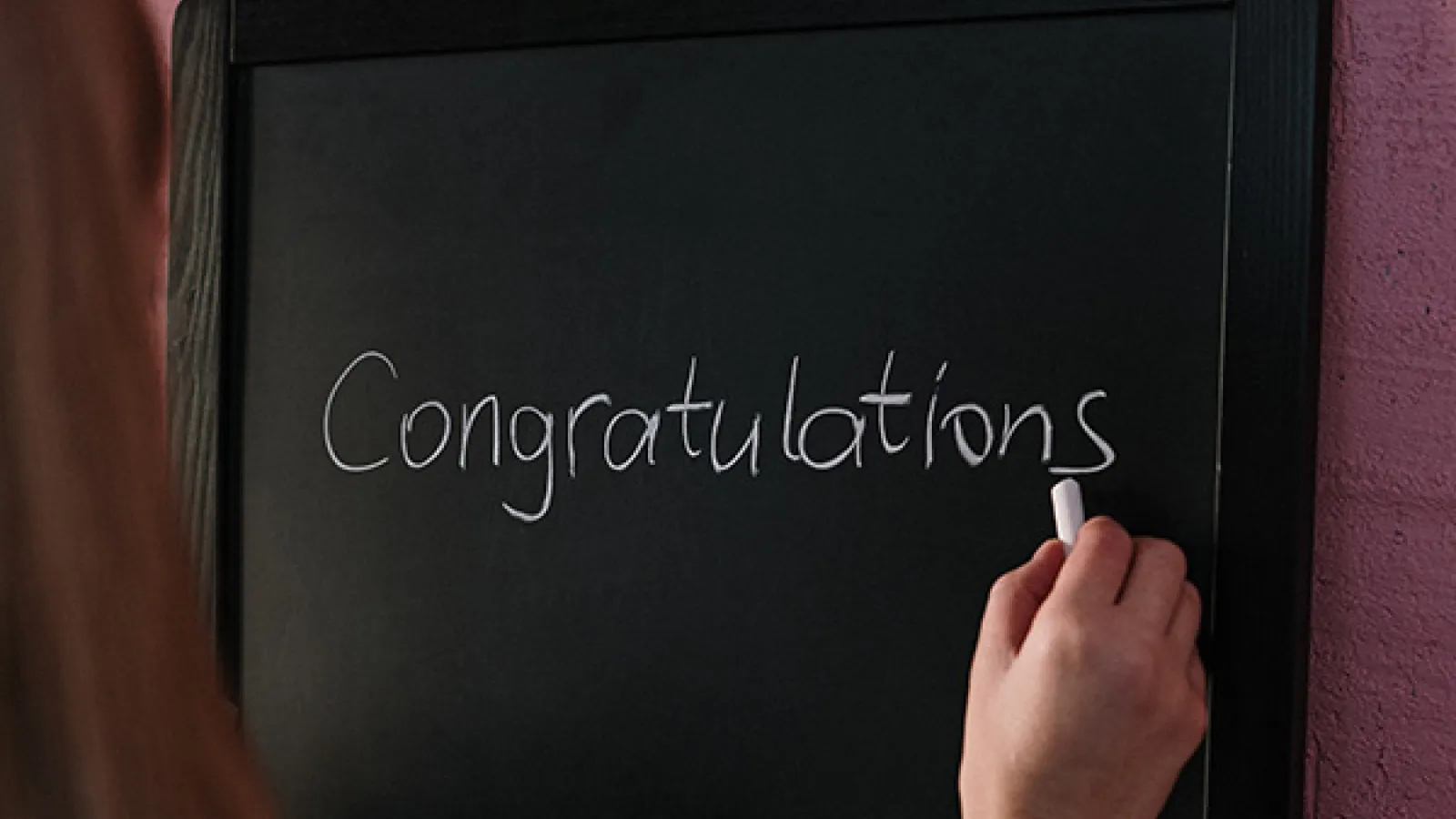 "congratulations" written on a chalkboard