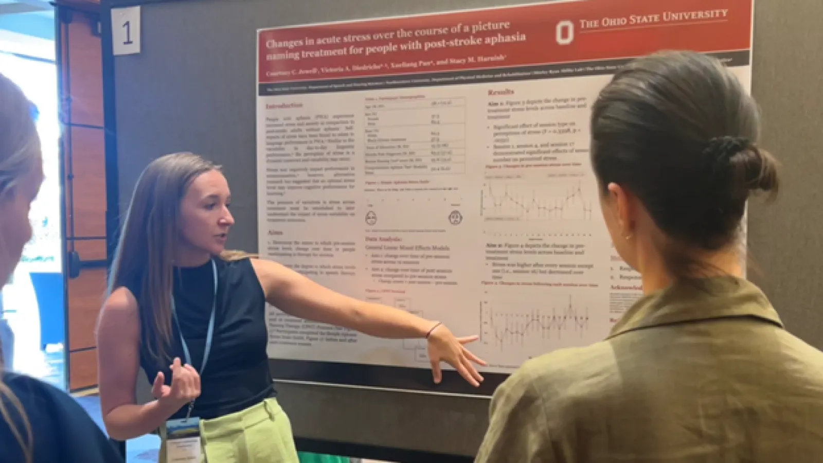 Courtney Jewell presenting research poster