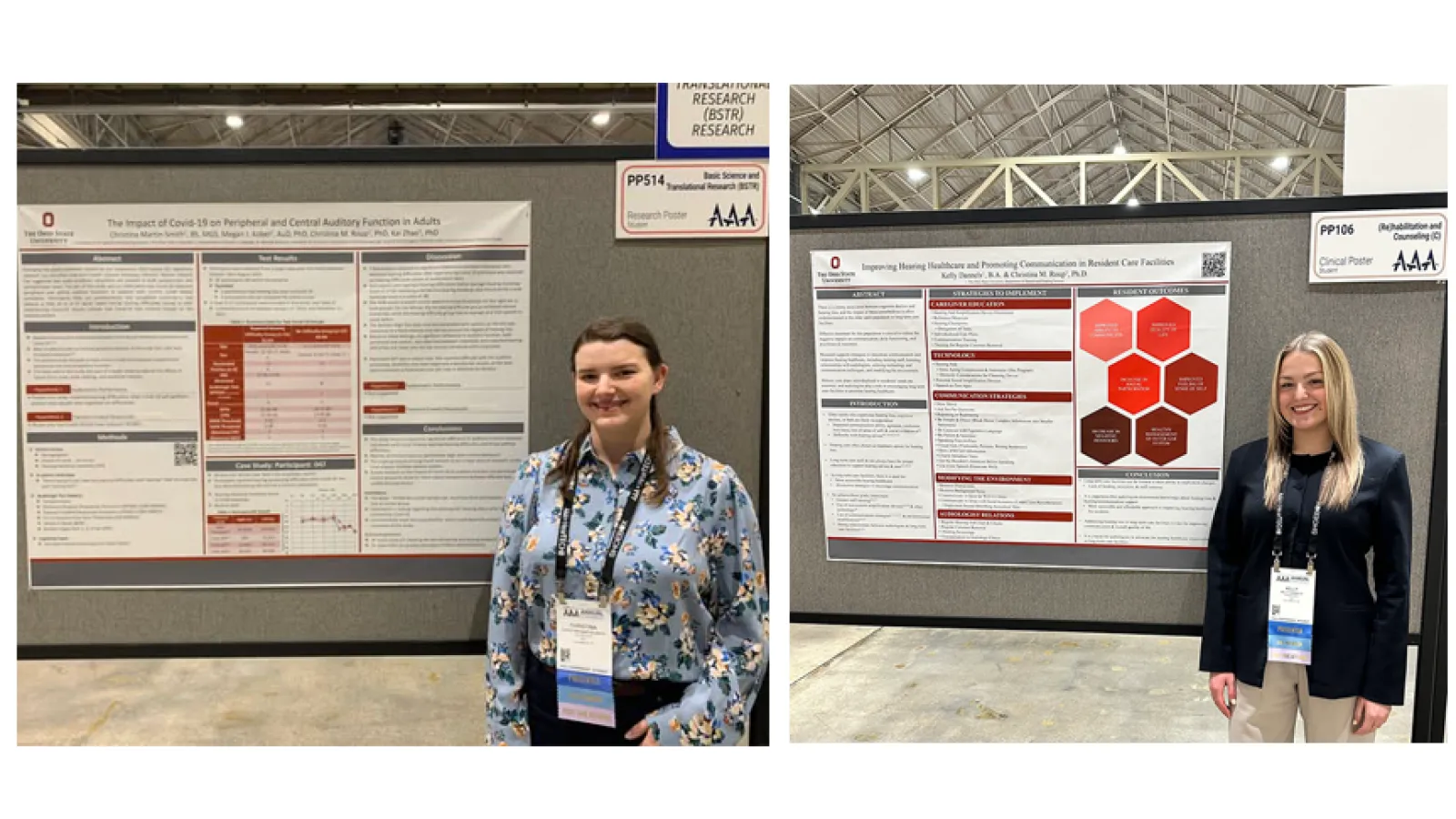 Christina Martin-Smith and Kelly Dannels standing in front of their research posters