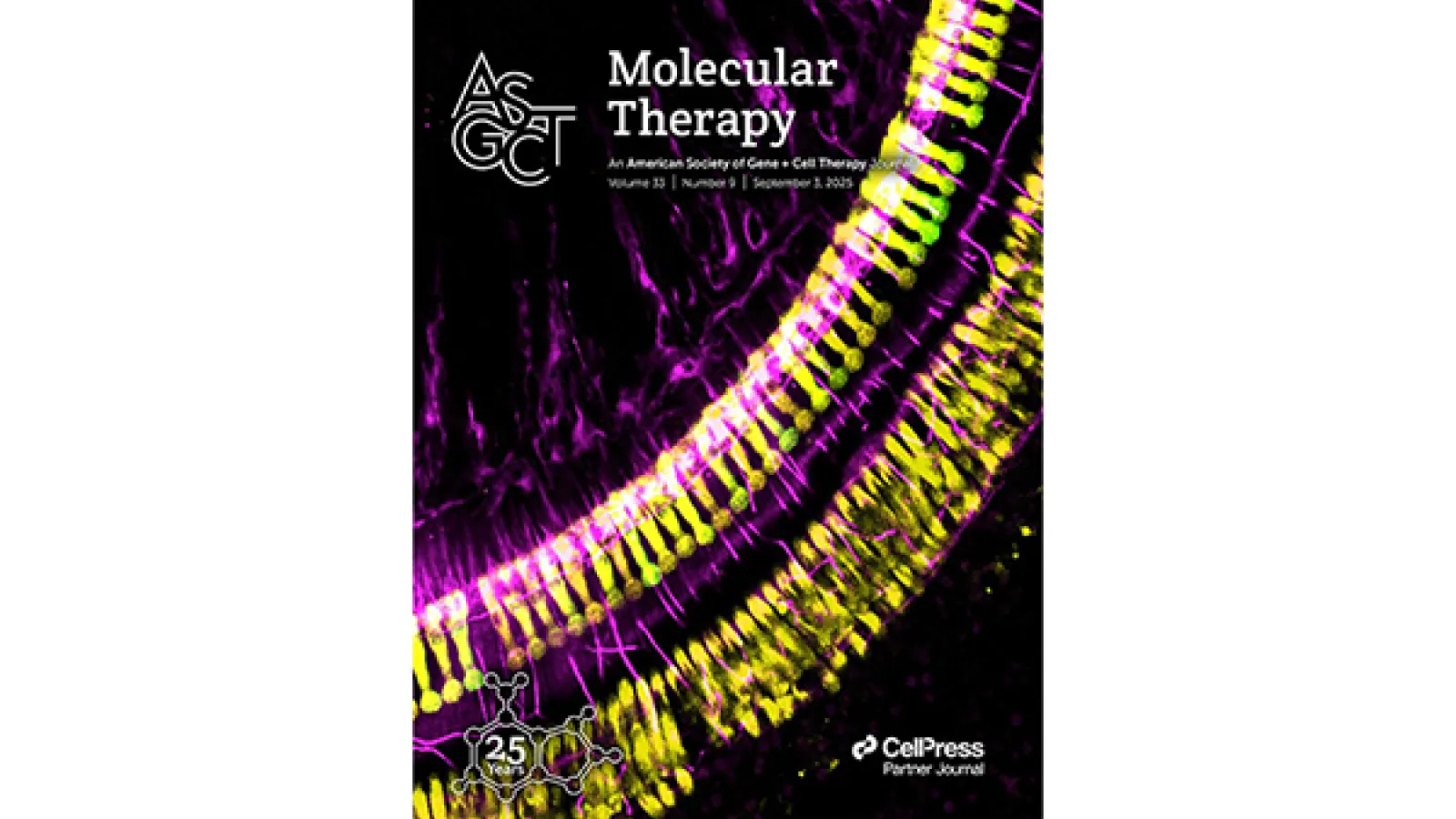 Molecular Therapy publication cover with colorful scientific imagery