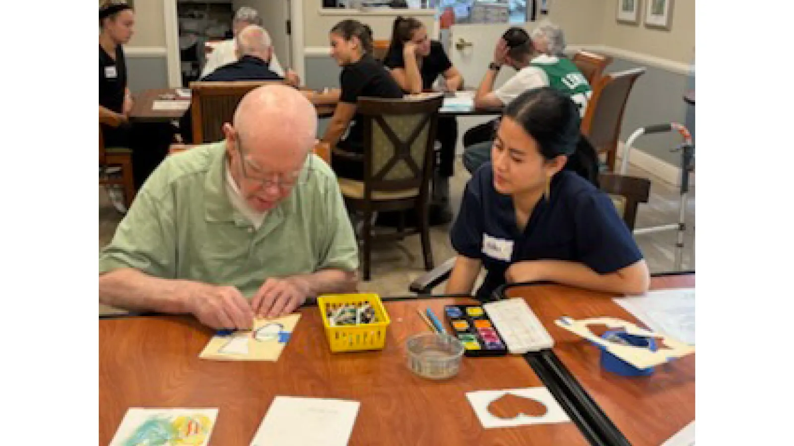 patient coloring with student