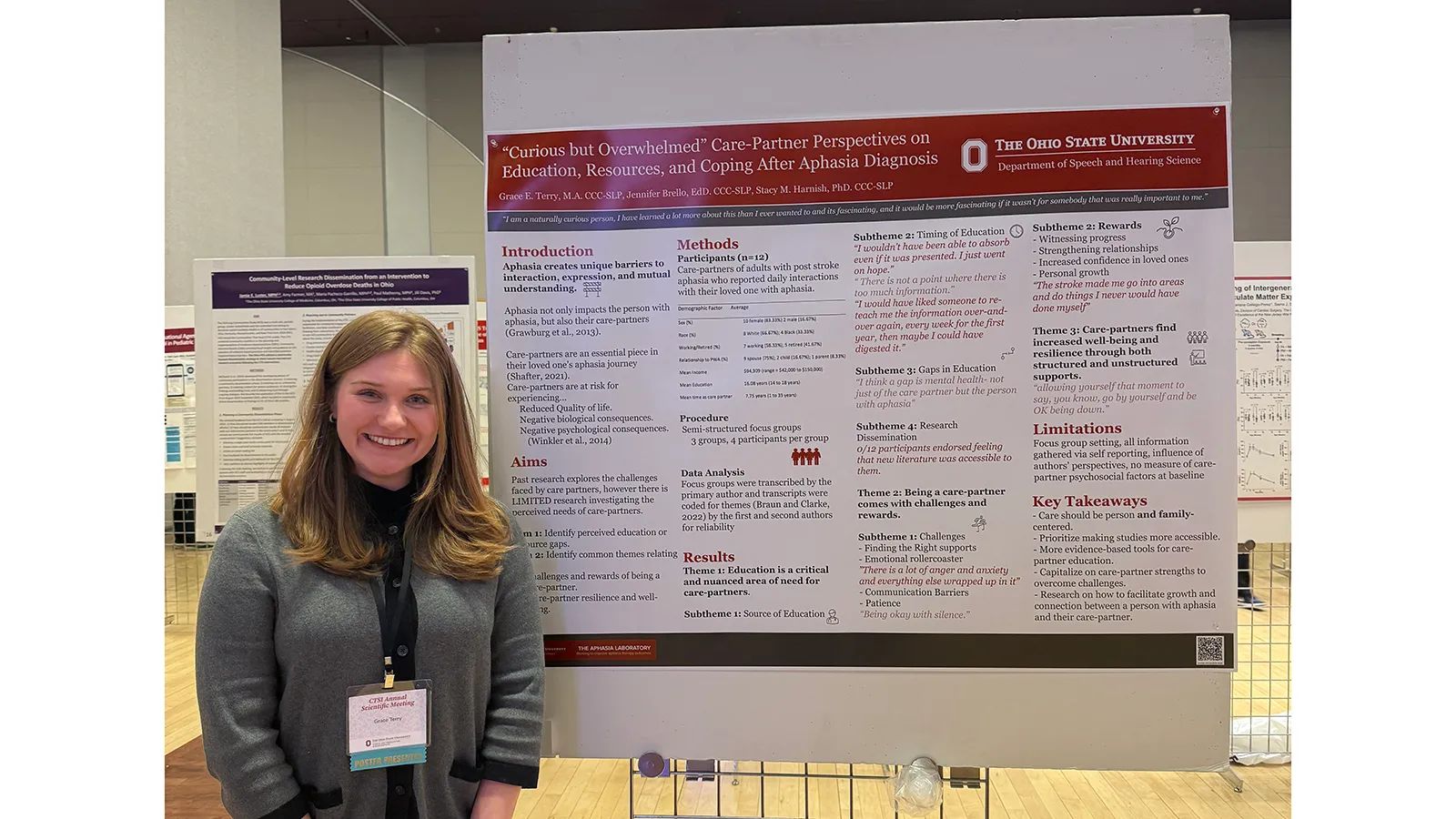 Grace Terry in front of research poster