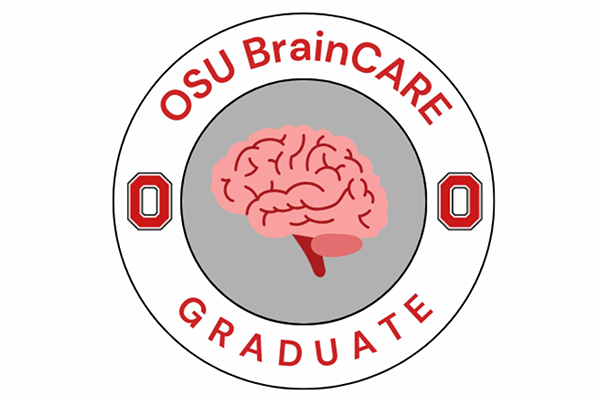 A logo with OSU Brain Care Graduate and a stylized image of a brain