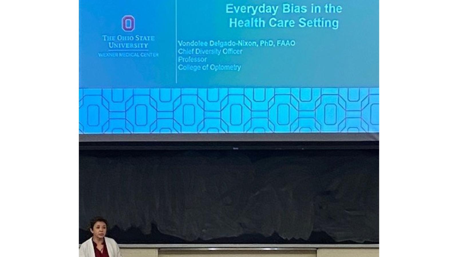 Dr. Vondolee-Nixon presenting slides
