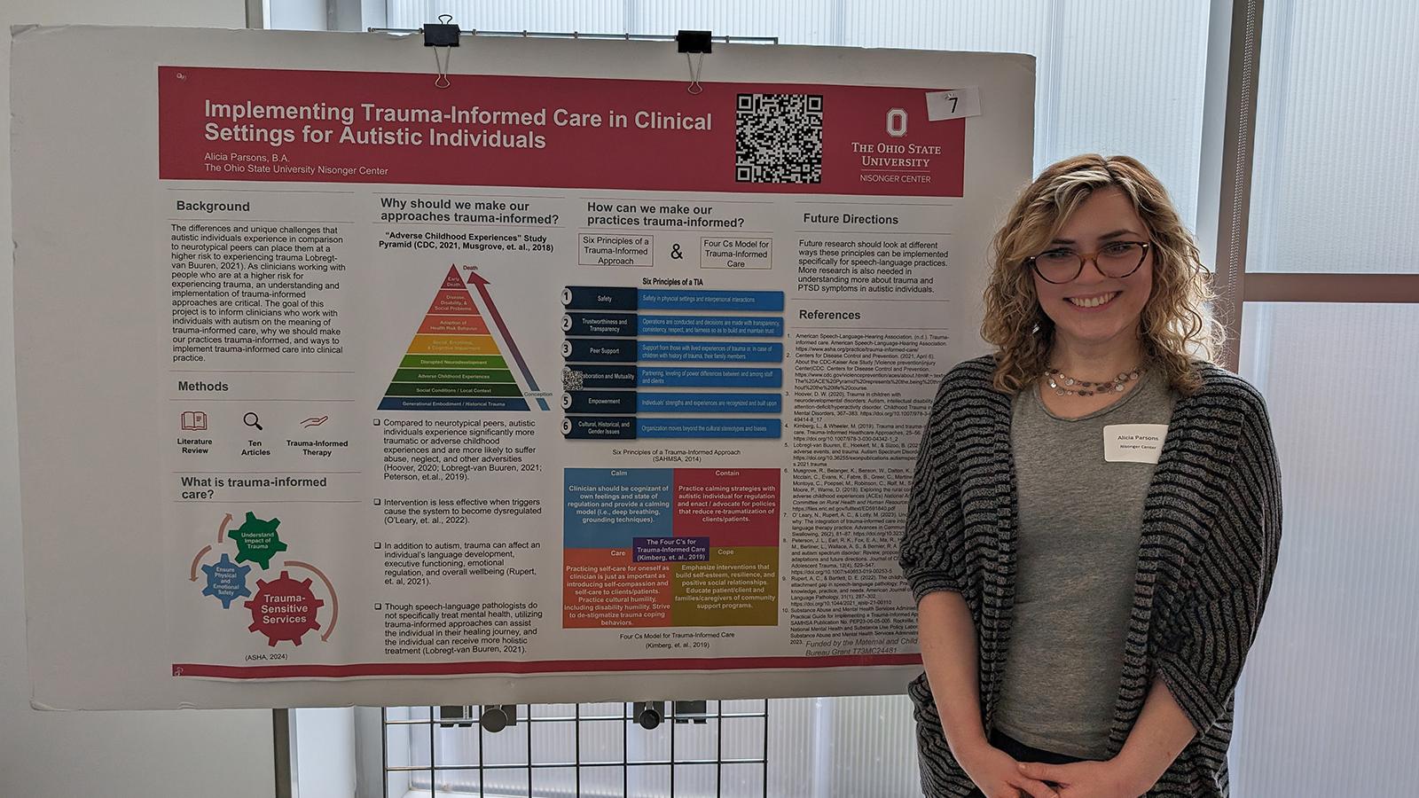 Alicia Parsons with research poster 