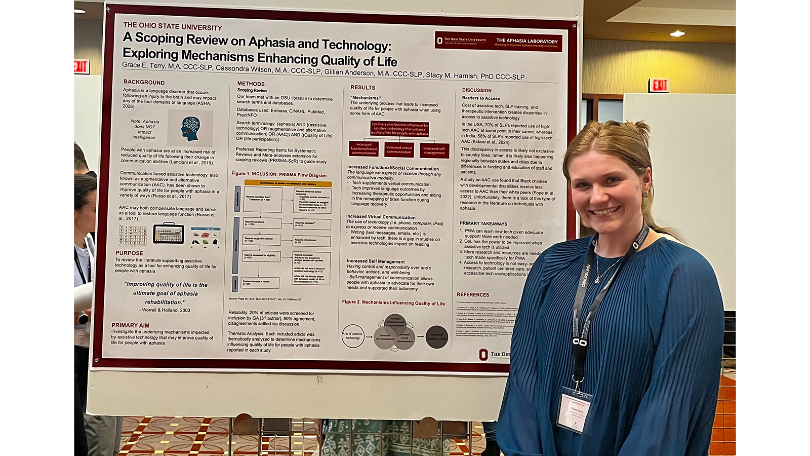 Grace Terry in front of research poster