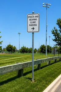 Sign pointing to SLHC parking lot